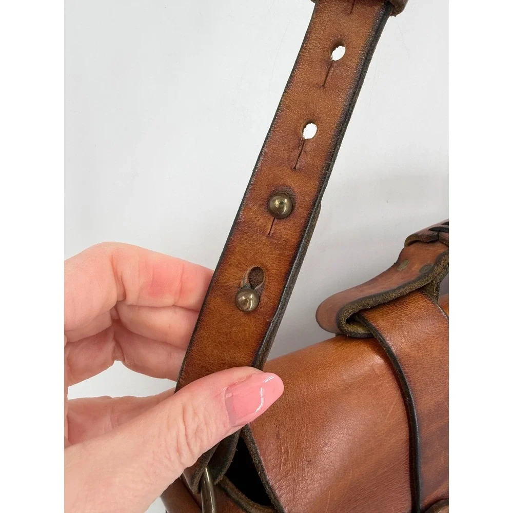 Handmade Leather Satchel Bag Unisex Medium Brown Western Boho Artisan Messenger‎
